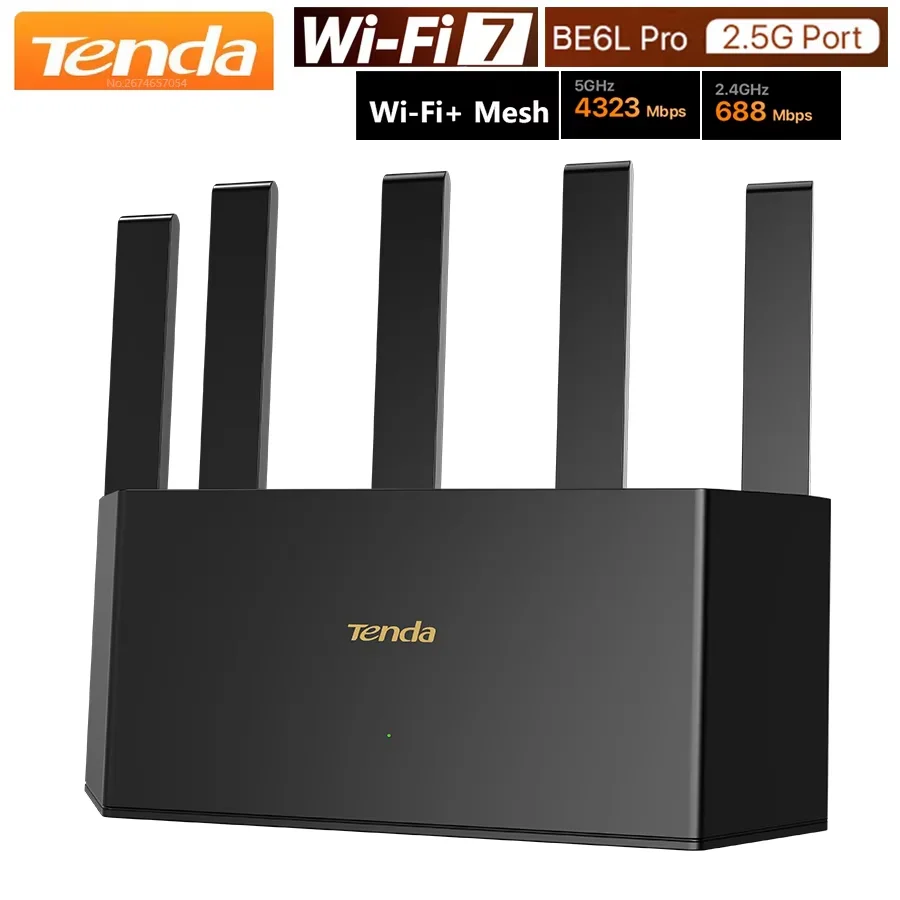 Tenda BE5100 Dual Band WiFi 7 Router (RE6L Pro) – 1x2.5G + 3x1G Ports, Easy Setup, Security Protect, Parental Control, Access Po