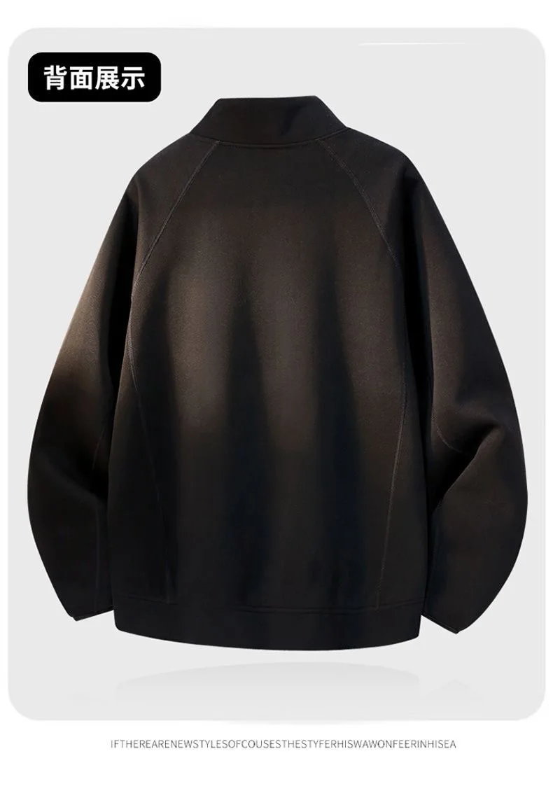 Spring and Autumn New Solid Color Outdoor Sports Multi-pocket Pullover Sweatshirt Men's Casual Loose Breathable Plus Size Top