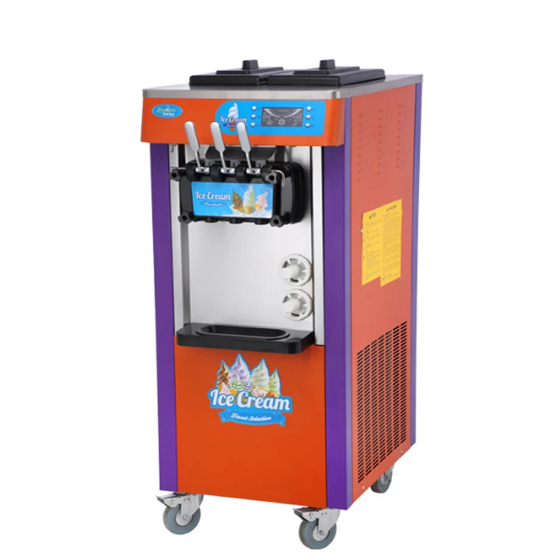 Commercial Soft Serve Ice Cream Machine Electric LCD panel 220V Vertical 3 Flavors Ice cream Machine