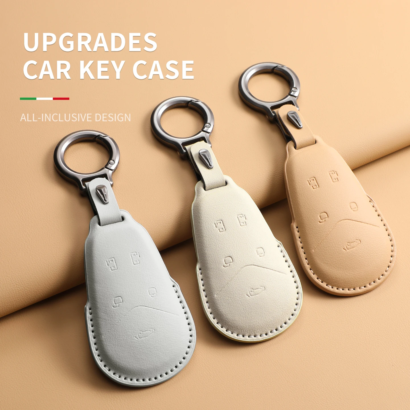 Leather Car Remote Key Case Cover For Voyah Dream PHEV 2024 Original Car Color Keychain Bag Protective Shell Auto Accessories