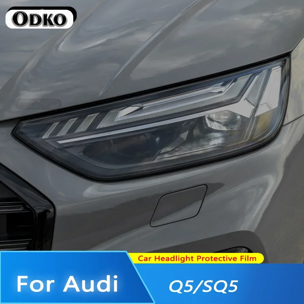 

For Audi Q5 SQ5 Quattro Facelift 2021 2022 Car Headlight Tint Smoked Black Protective Lamp Film Wrap Transparent TPU Sticker