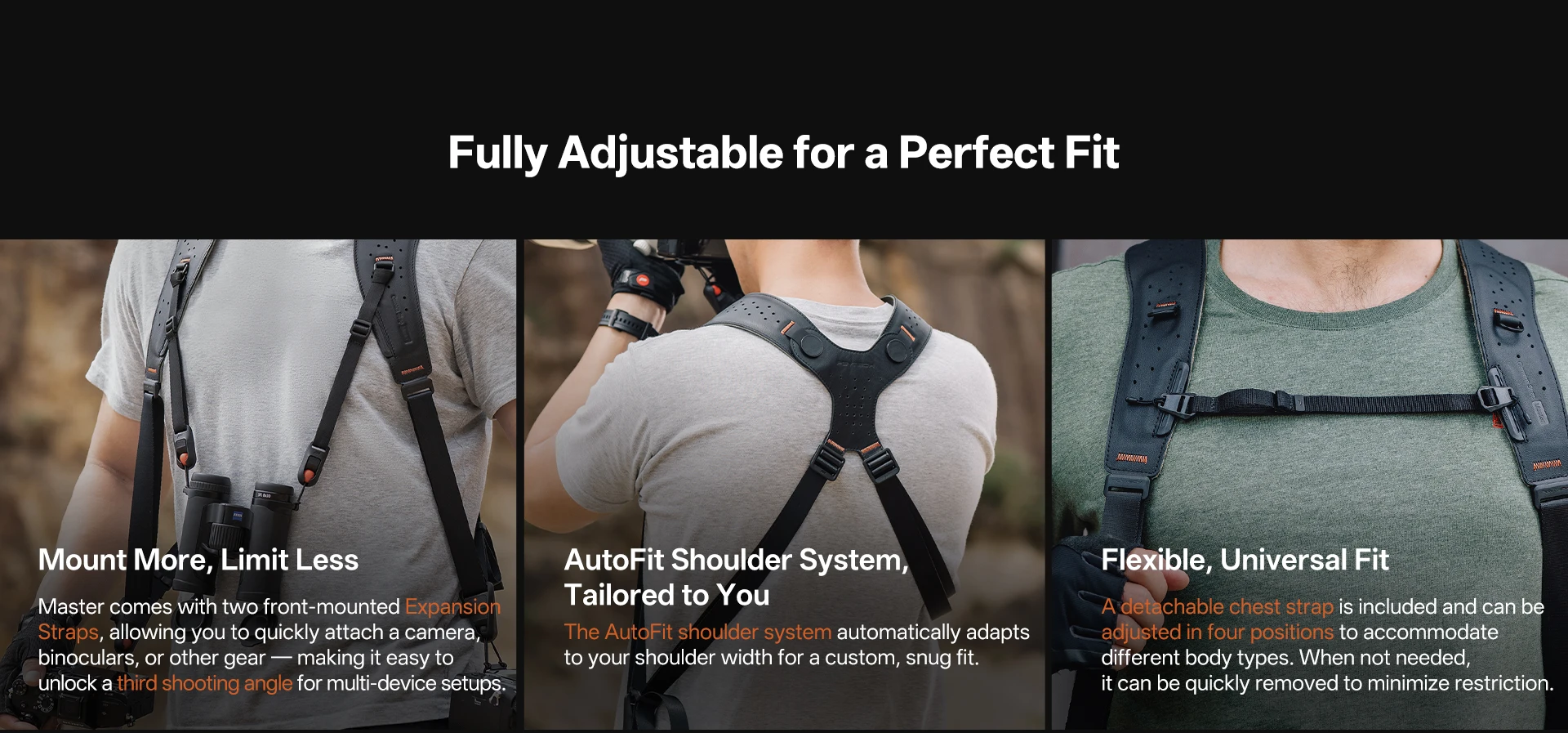 PGYTECH Kameragurt Master, Leder-Doppel-Schultergurt für 3 Kameras, verstellbarer Kameragurt für professionelle Fotografie – Detail 25