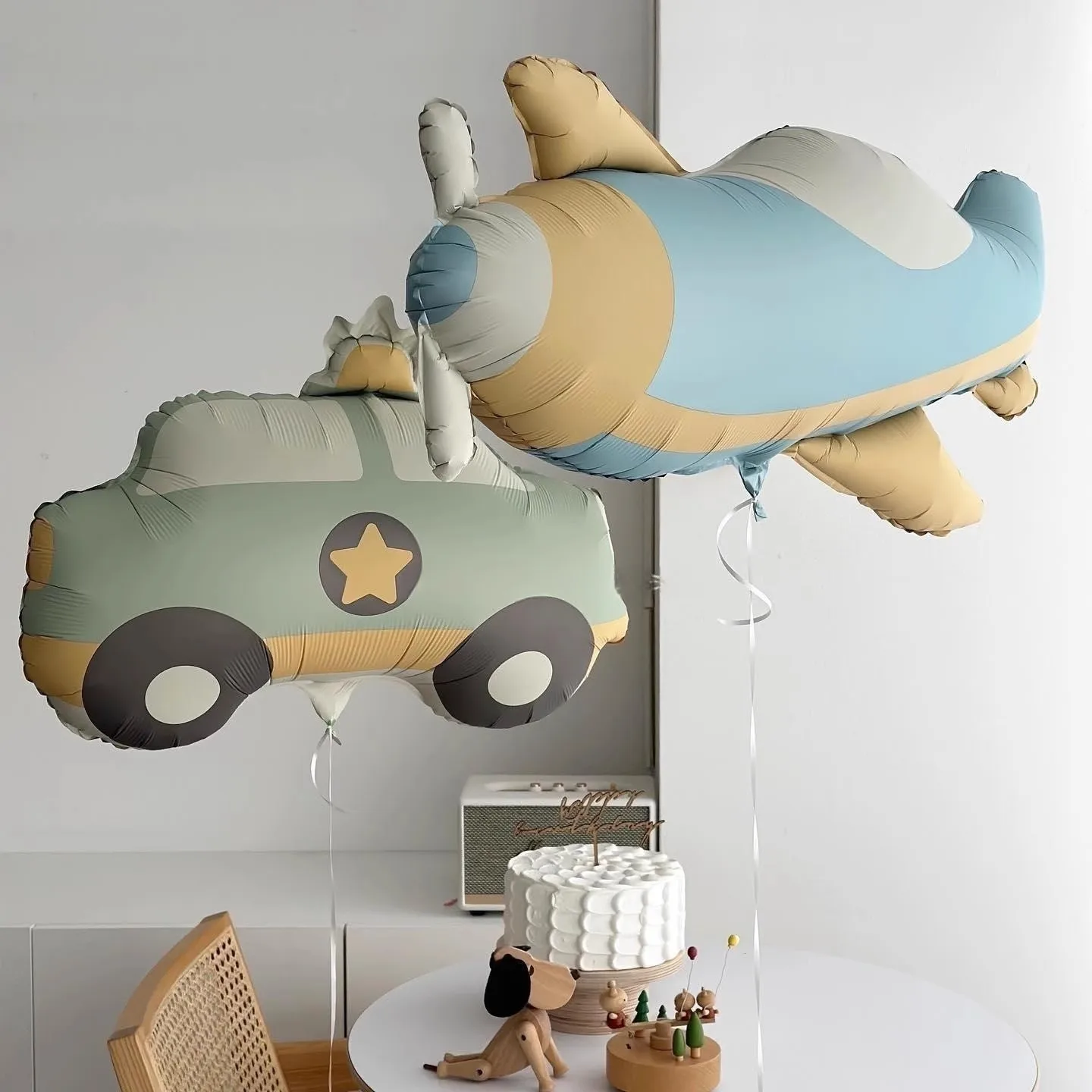 Cute matte frosted car airplane teddy bear rainbow cartoon shaped aluminum film balloon for children\'s birthday party and birthd