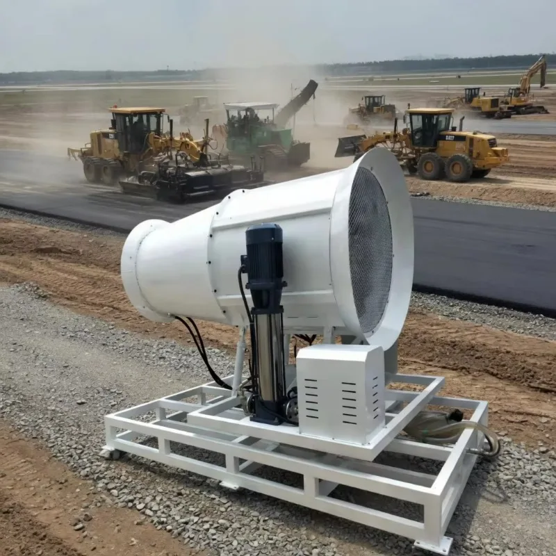 100m Mobile Trailer Fog Cannon With Independent Large Water Tank Automatic Rotate Industrial Mist Machine