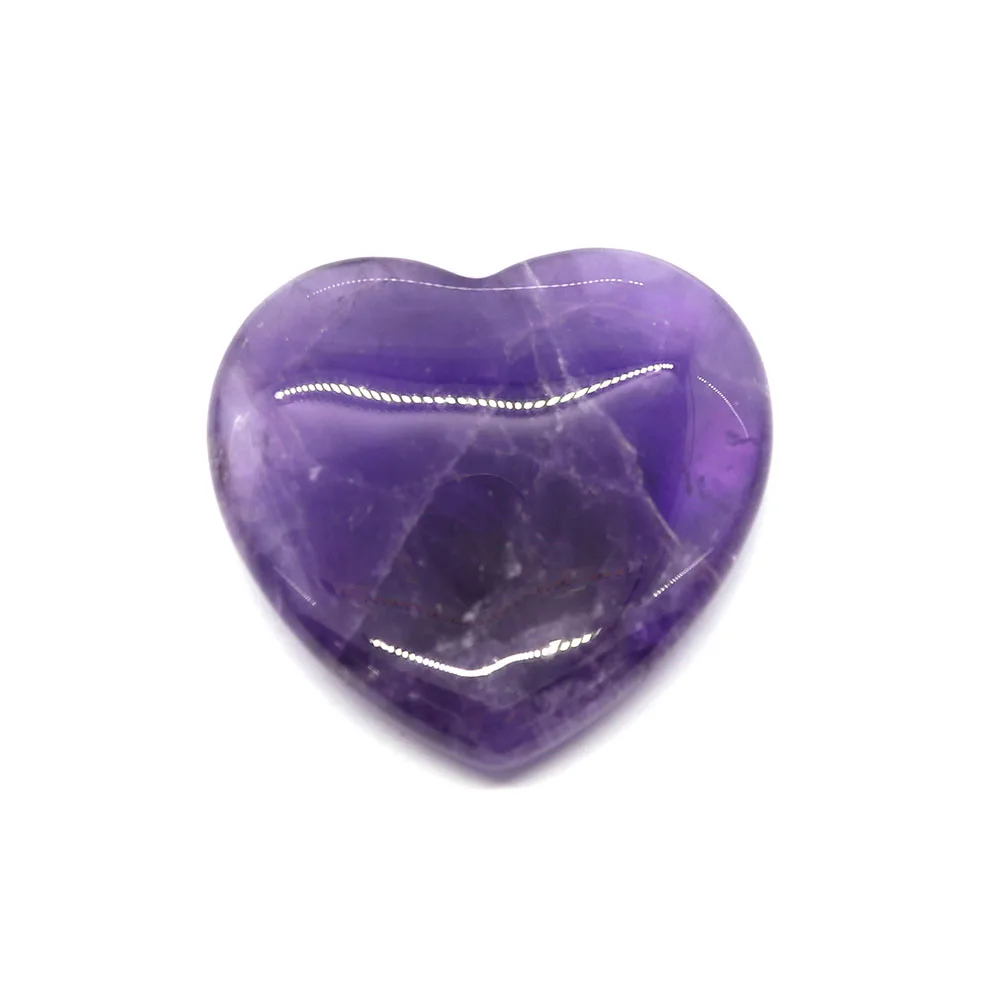 Natural Stone Lapis Lazuli Beads Ornaments Heart Shape Smooth Reiki DIY Gift 40mm Decoration Big Worry Stone Amethyst Beads 1pcs