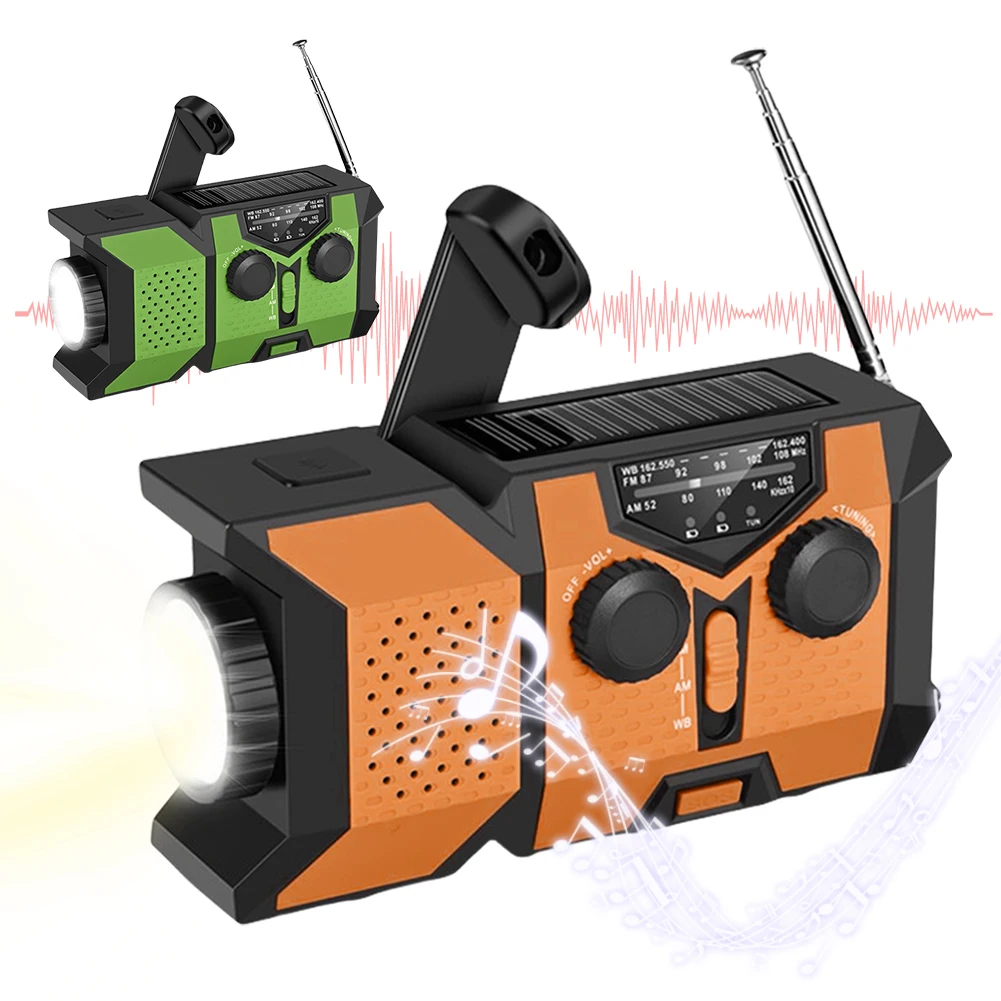 

Emergency Hand Crank Radio Solar Powered Radio with Power Bank SOS LED Flashlight Portable Radio Solar Radio for Emergency/Home
