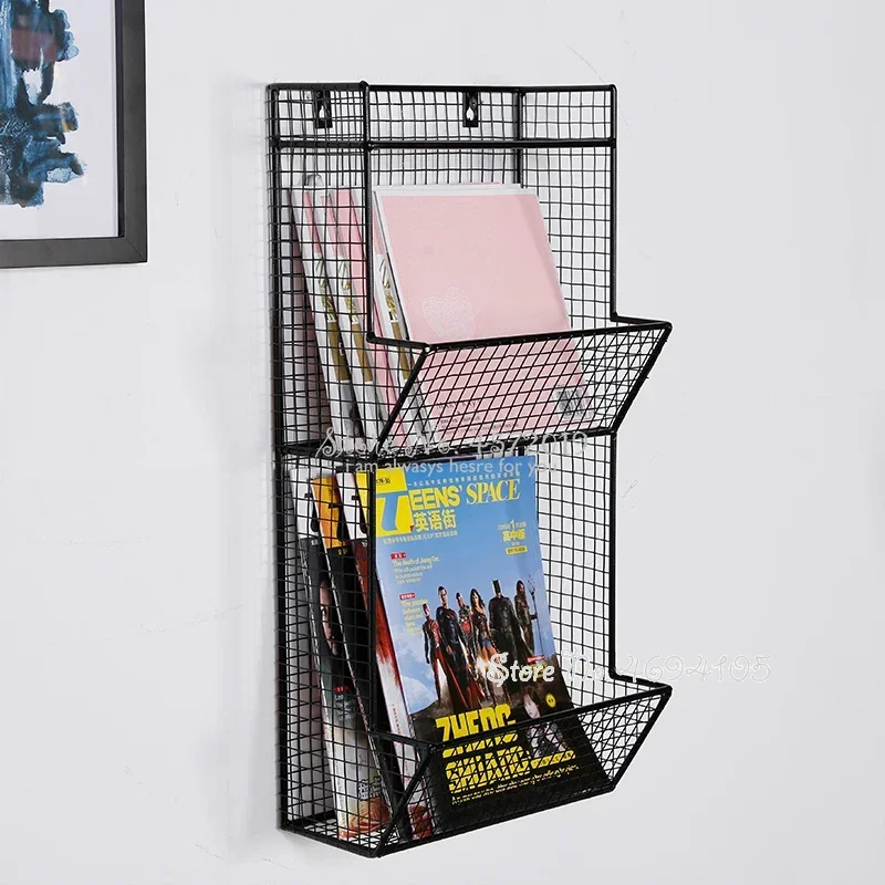 Creative Punch-Free Storage Rack - Iron Wall Storage with Good Air Permeability,  Wood Wall Hanging Kitchen  Bathroom Rack