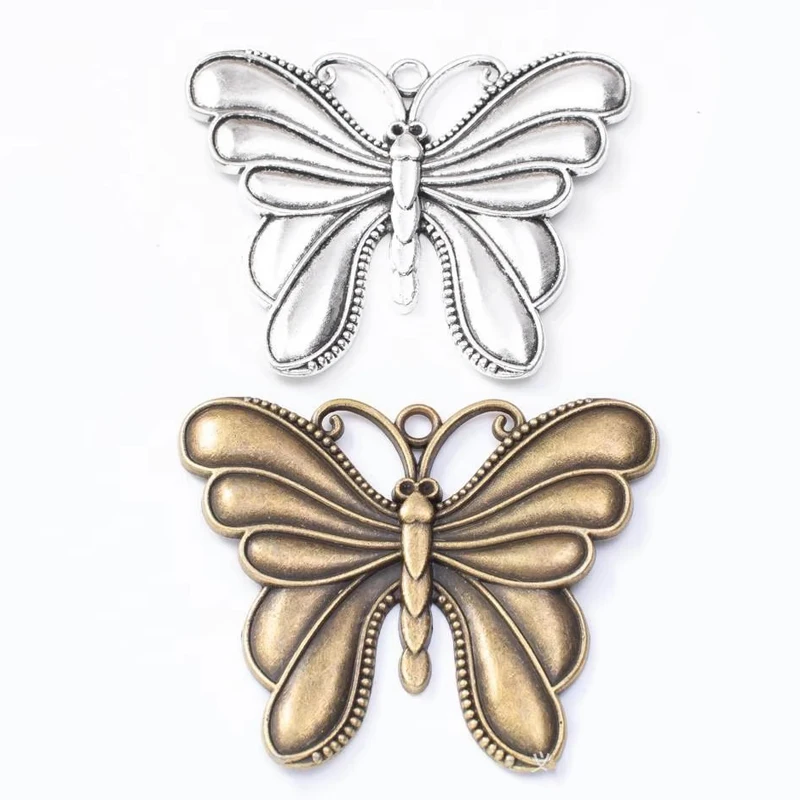 10pcs 55*68MM Zakka Style Wedding Creative Gift Alloy Butterfly Jewelry, Vintage Classic Handmade Diy Sweater Necklace Pendant.