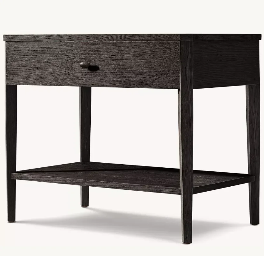 Luxury Open Nightstand Contemporary Bedroom Furniture Bedside Tables Black Solid Wood Nightstand