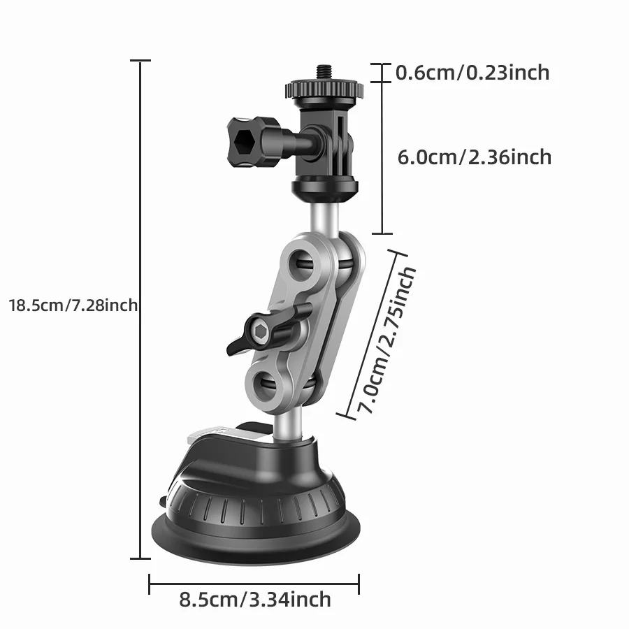Powerful Suction Cup Car Mount for Insta360 X4 X3 X2, Dashboard Quick-release Holder for Pocket 3 GoPro 12 11 10 9 8 Action 4 3