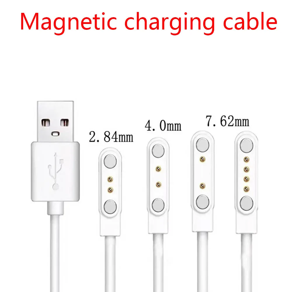 USB 2pin4pin 2.84mm 4.0mm 7.62mm Smart Watch Magnetic Charging Cable Power Charger Cables with Magnetics Plug
