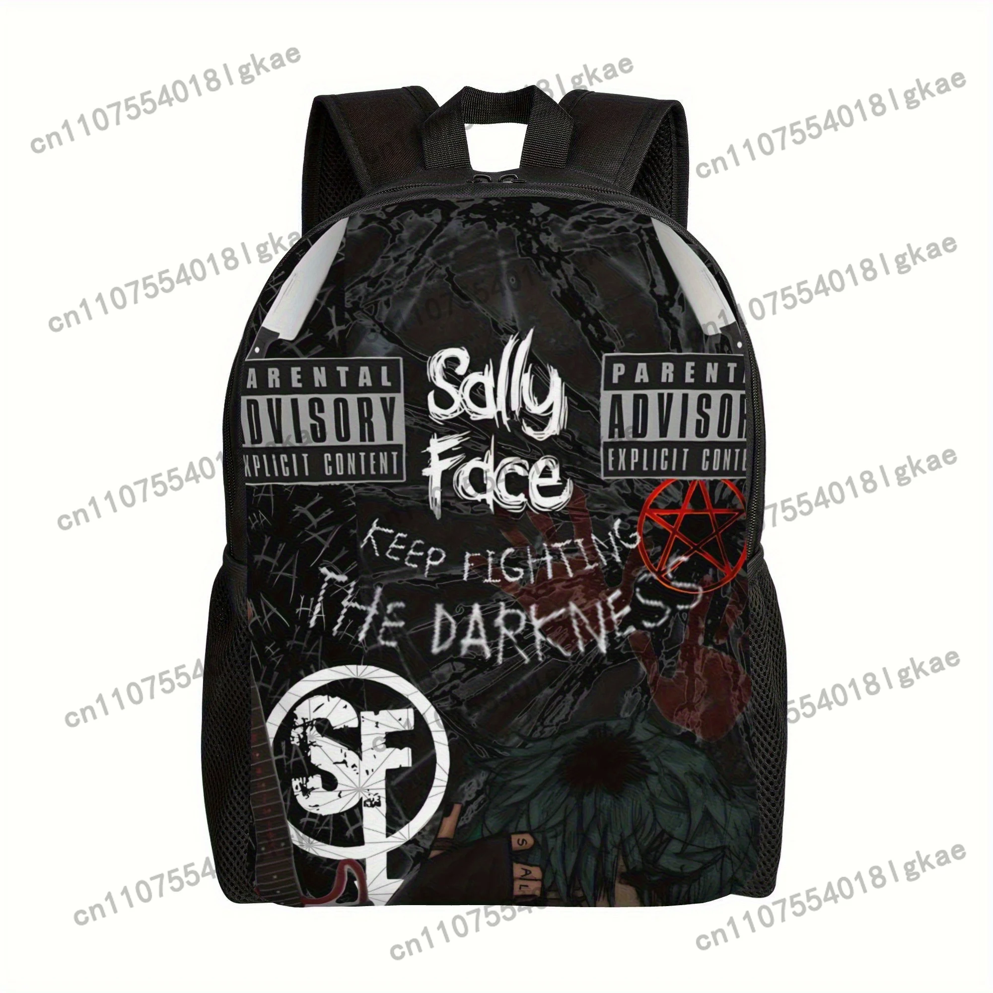 [Edgy Sally Face Backpack] Edgy Bold 'Sally Face' Graphic Backpack for Men | Heavy-Duty Fabric, Multiple Compartments - Easy-Cle