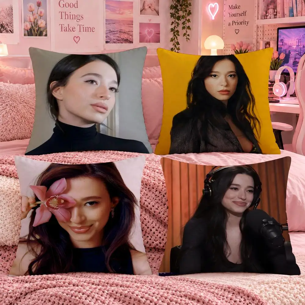 Actor Celebrity Portrait M-Mikey Madison Cushion Cover Double Sided Print Short Plush Pillow Sofa Bedroom Dorm Room Decor Gift