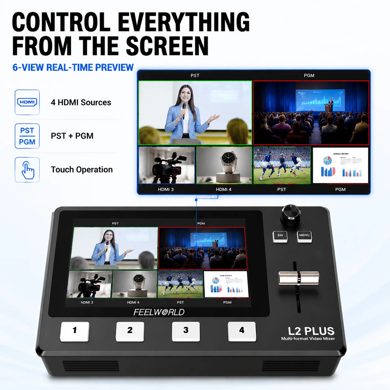FEELWORLD L2 PLUS Multi-Camera - Audio Mixer 4 Channel ulasan dan harga