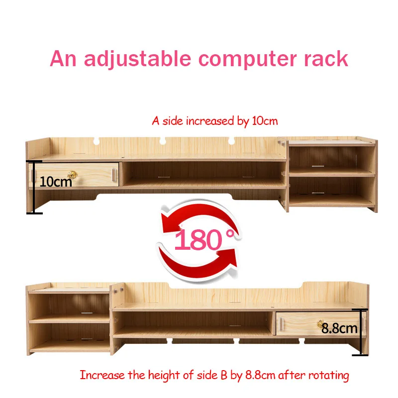 Computer Monitor Increase Rack Bracket File Rack Wooden Office Desk Storage Finishing Rack Shelf Storage Box Office Accessories