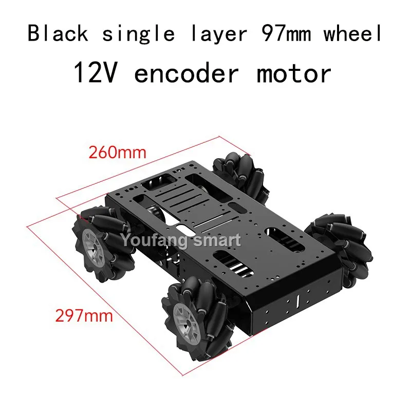 10KG Load 4WD Omnidirectional Mecanum 80/97mm Wheel RC Tank 37 Encoder Motor Metal Multi Layers Chassis for Robotic Car DIY Kit