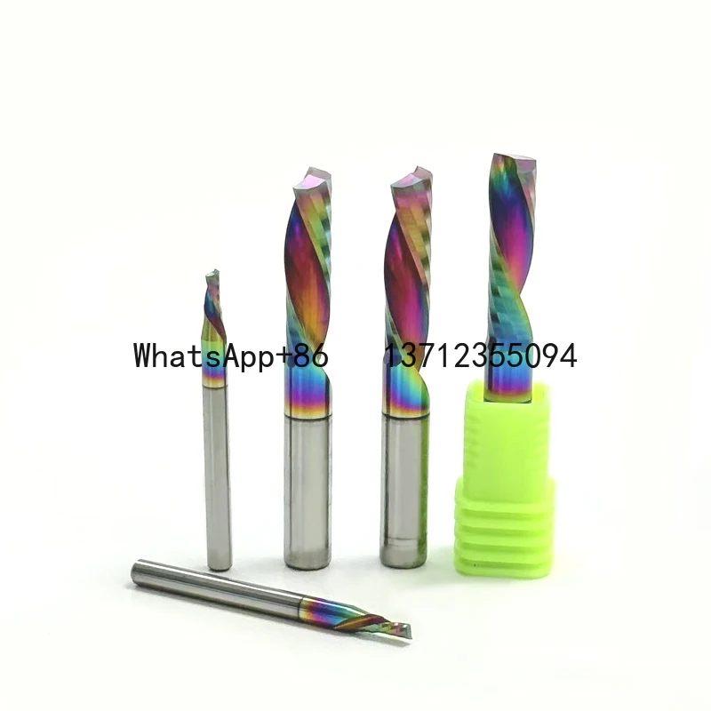 

10 шт./лот 3,175/4/5/6/8 мм вниз с цветным покрытием AAA 1 флейта спиральная фреза фреза с ЧПУ твердосплавная фреза