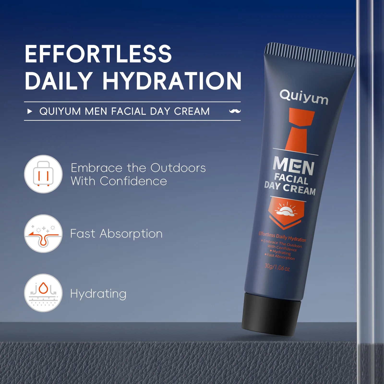 

QUIYUM 30g Men Oil Control Day Cream, Lightweight Non-greasy Face Moisturizer for Oily Skin, Fast Absorbing Ceramide Cream
