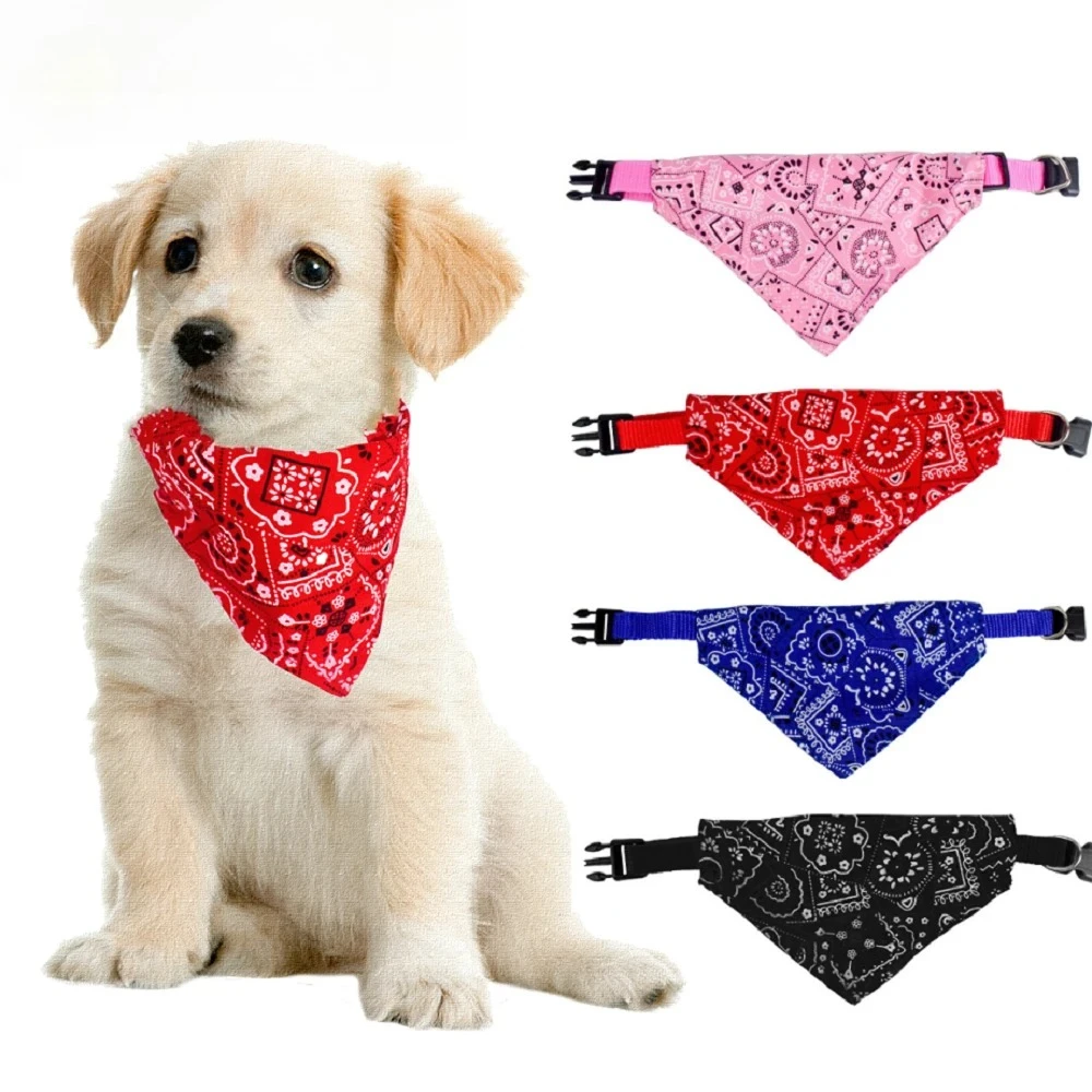 Adjustable Printed Pet Triangle Bandana Scarf, Soft Saliva Neckerchief Collar for Puppies Kittens Small Dogs Cats Daily Wear