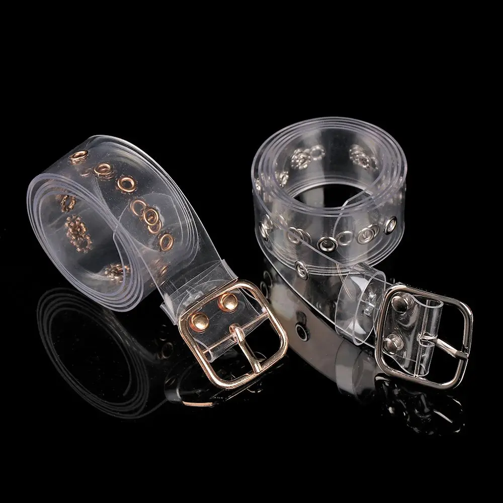Fashion Transparent Women Belt Clear Round Square Heart Pin Buckle Wide Waist Bands Ladies Waistband Invisible Punk Waist Belt