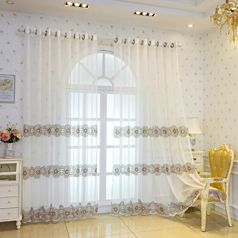 Light luxury beaded color embroidered window screen Bohemian dining room living room bedroom curtains