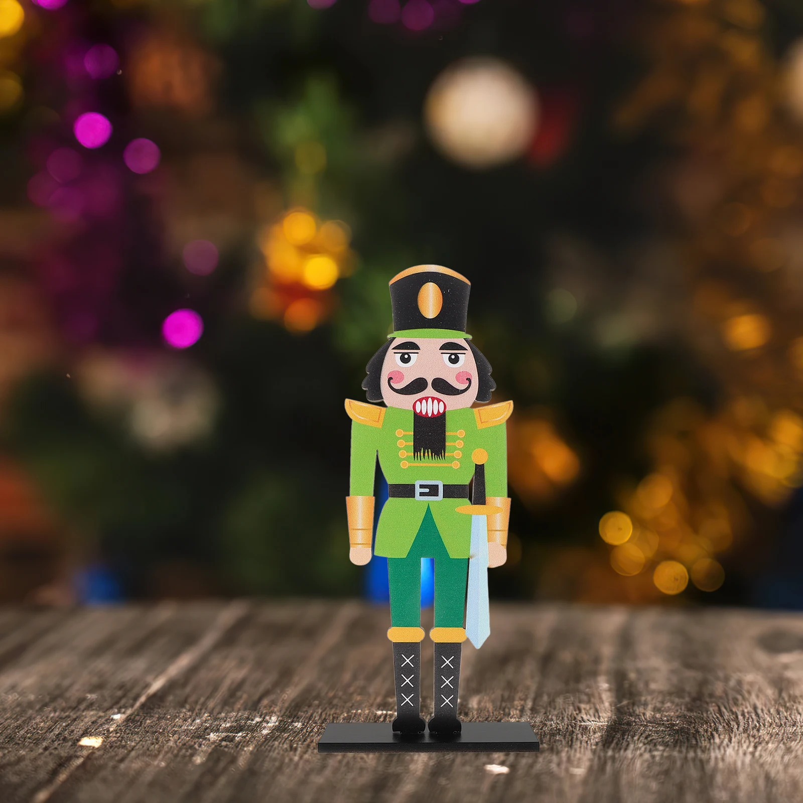 Vibrant Wooden Nutcracker Soldier Figure Christmas Decor Home Adornment Table Centerpiece Holiday Ornament Festive Touch