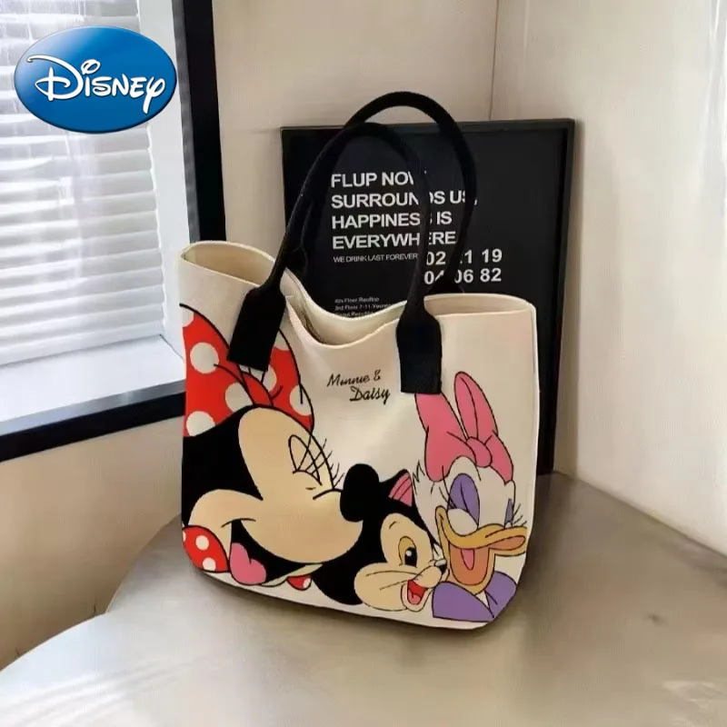 

Disney 2025 Новая холщовая сумка с рисунком Дональда Дака, повседневная женская сумка на плечо, большая вместительная сумка