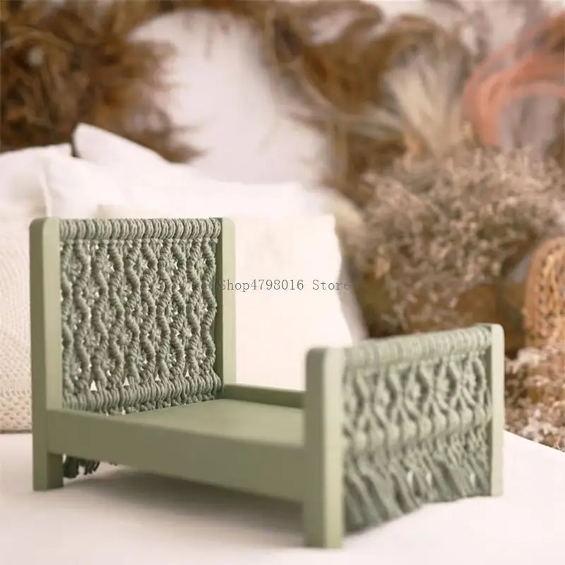 Newborn Photography Porps Bed Baby Photoshoot Cot Woven Background Small Furniture for Photo Posing Accessories view 3