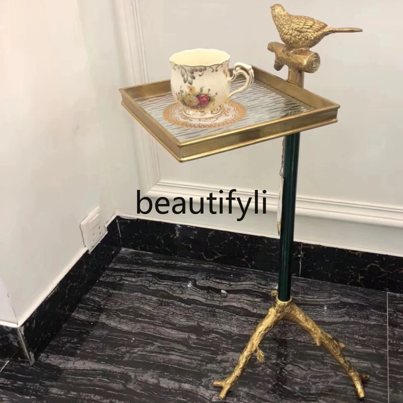 

European Italian Style All-Copper Art Side Table Living Room Sofa Leisure Gold Small Coffee Table