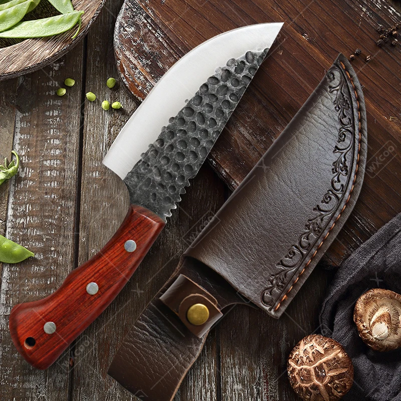 WXCOO-cuchillo de Chef forjado a mano, cuchillos de corte profesionales para abate, cortador de carne, rebanador de frutas y verduras, cuchillos de cocina