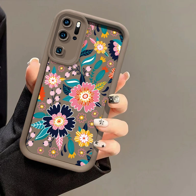 Shockproof Phone Case For Huawei P50 Pro P40 Lite 5G P Smart Pro Y9 Prime 2019 Y7A Y9S P30 P20 Print Floral Silicone Cover