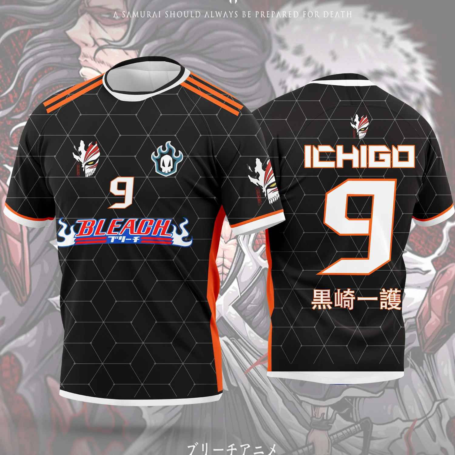Nuevo Anime BLEACH Jersey Kurosaki Ichigo maillot Camiseta informal y transpirable para adultos y niños en juego de rol de verano