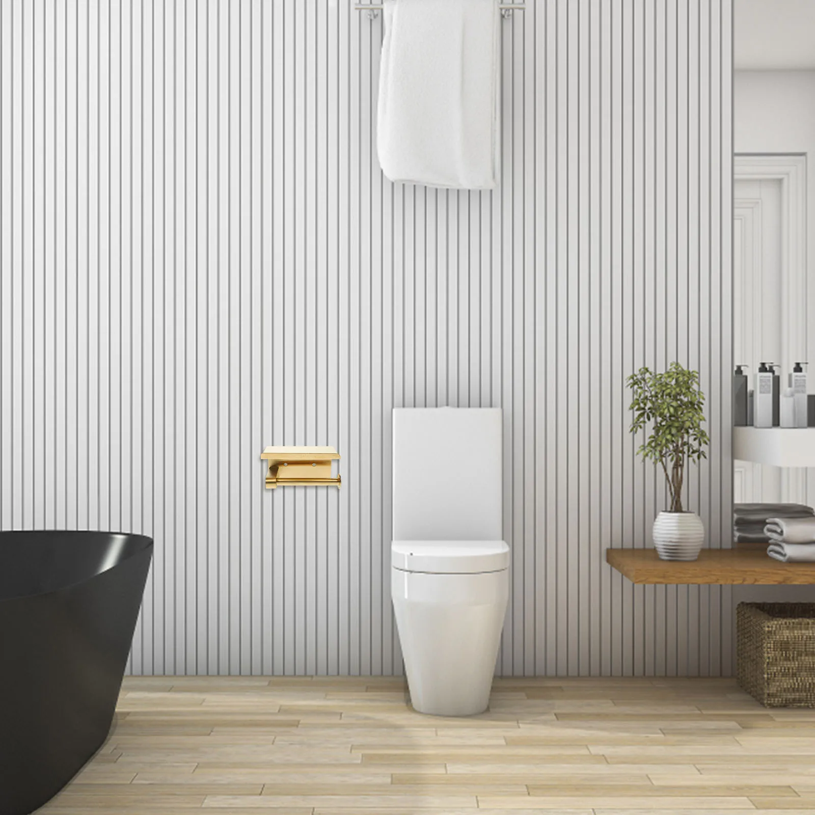 

Toilet Paper Holder Stainless Steel Bathroom Shelf Multipurpose Roll Storage Mounted Tissue Color Practical