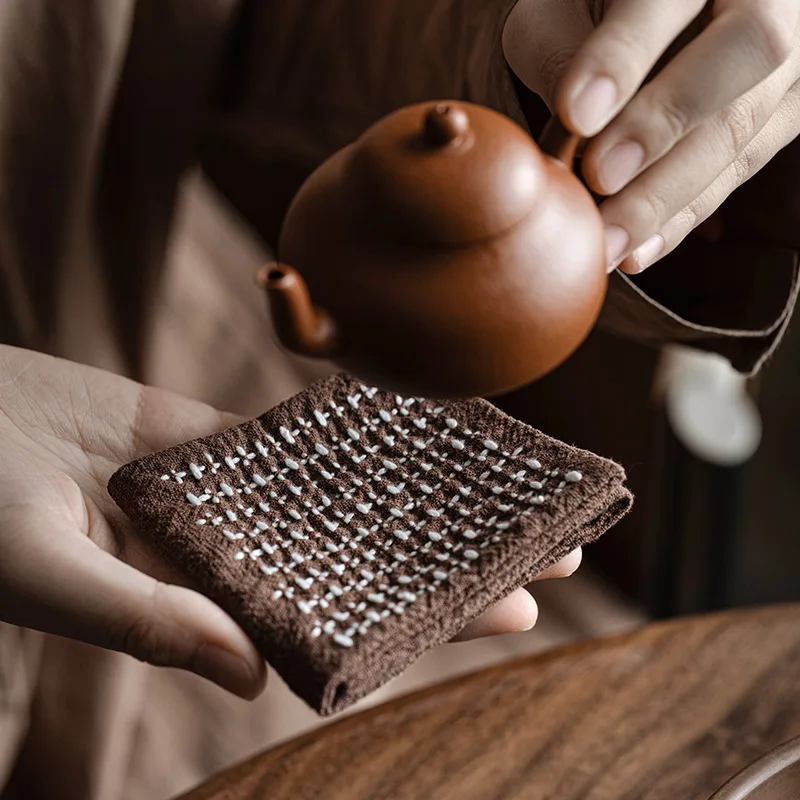 

Hand-woven Fabric Tea Mat Anti-scald Pot Mat Hand-sewn Ancient Cloth Tea Towels Wiping Water Special Tea Ceremony Accessories
