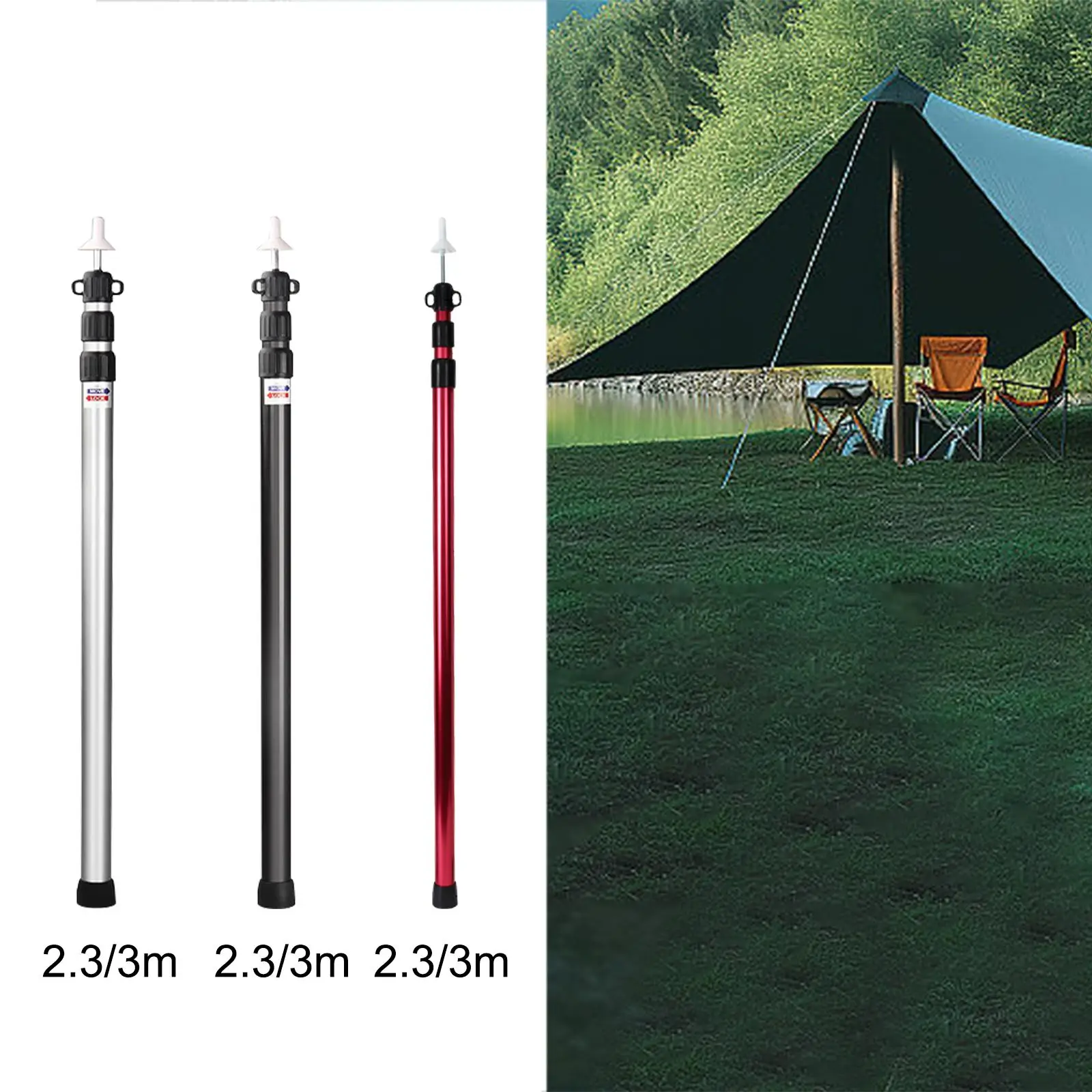Tent Tarp Poles Tent Accessories Universal Multifunctional Awning Poles Telescoping for Awning Tarpaulin Canopy Porch Camping