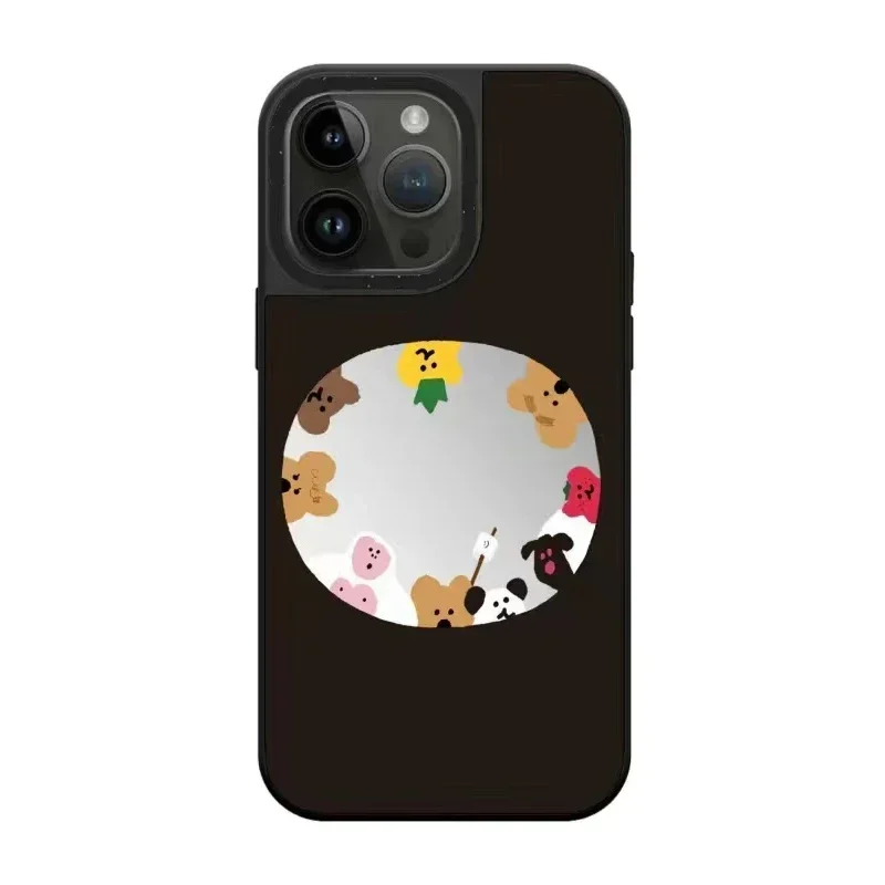 

MagSafe Mirror Surface Bear Phone Case Cover for iPhone 14 13 12 11 15 Pro Max Case for iPhone 15 ProMax