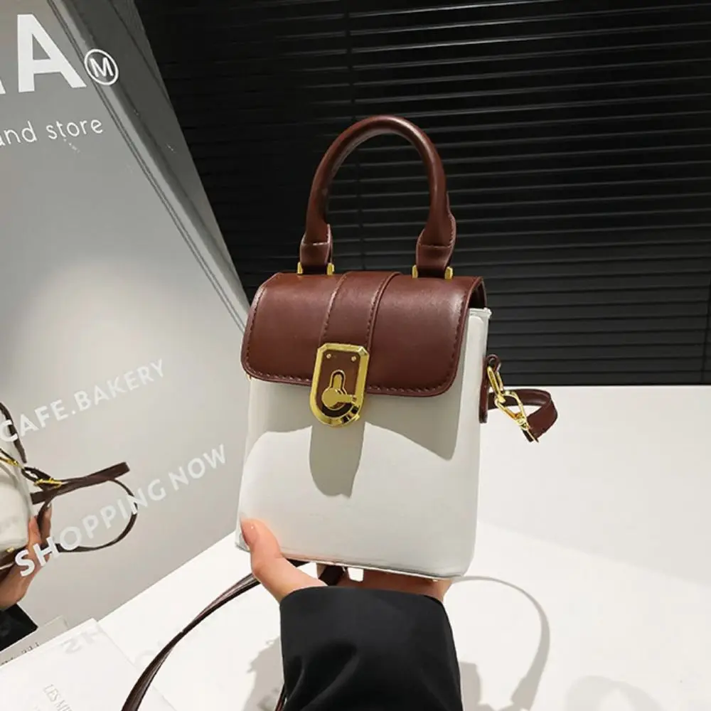 

Retro PU Contrast Color Phone Bag Korean Style Handbag Simple Shoulder Bag Phone Bag All-match Ins Square Tote Bag Ladies/Girls