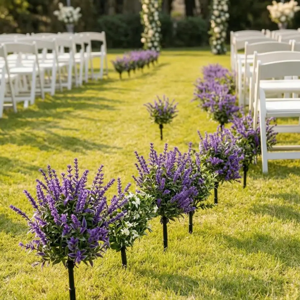 Lavender Plant for Home Artificial Lavender Topiary Ball Tree with Stake Uv Resistant Faux Lavender Bush Realistic Fake for Home