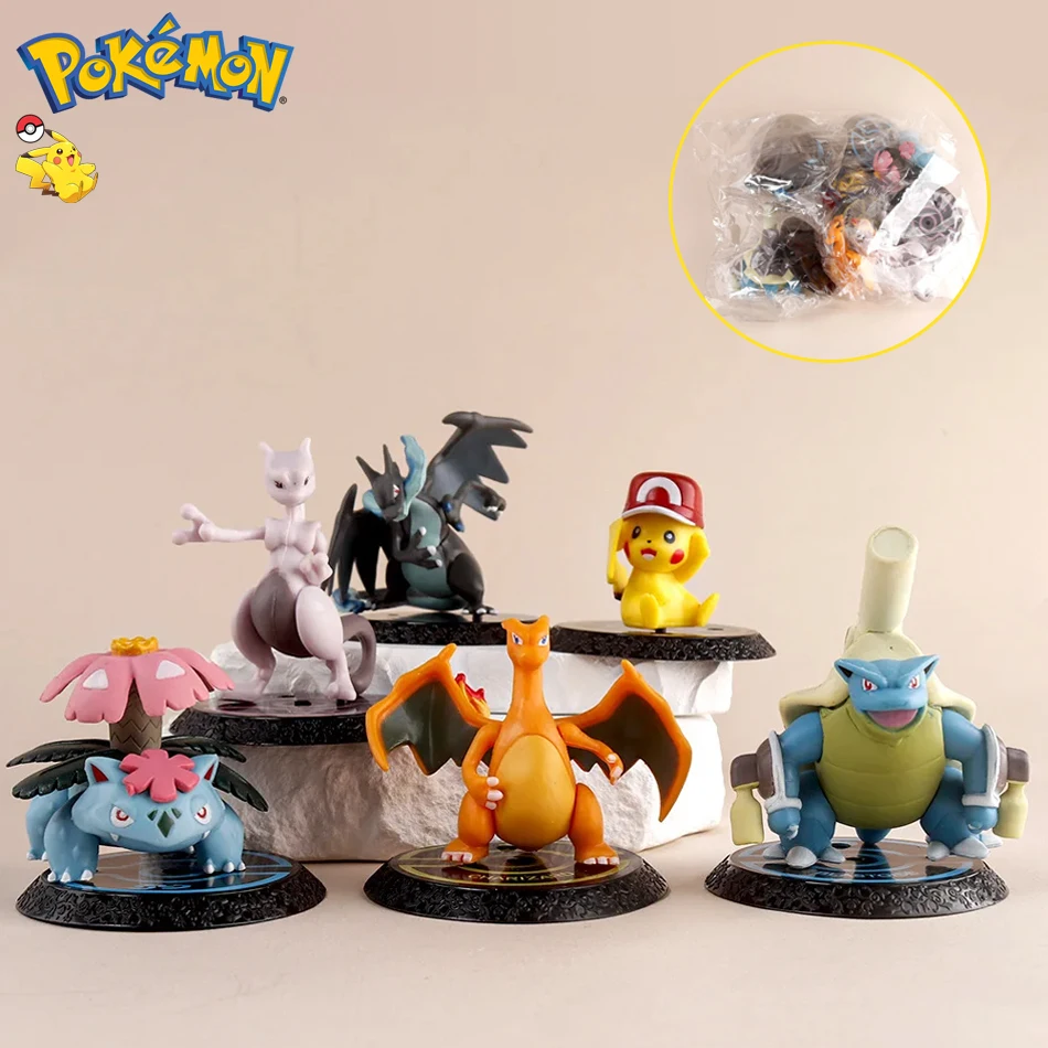 بوكيمون 6 unids/set figur de أنيمي بيكاتشو 6-7 سنتيمتر تمثال Charizard Blastoise السنجاب Bulbasaur نموذج دي تمثال دي أكيا جوجو