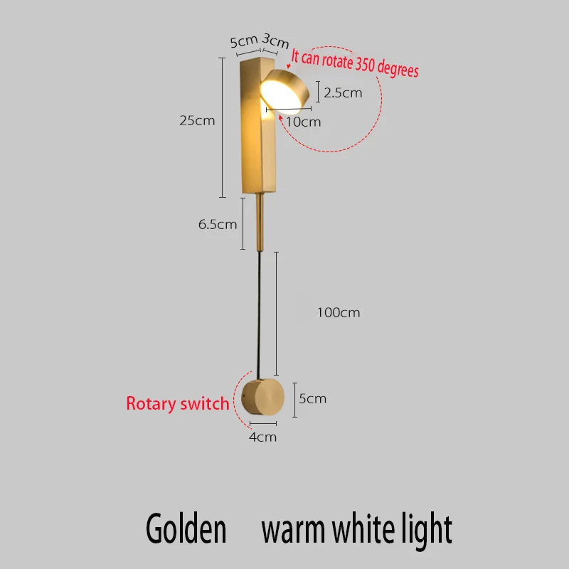 Imagem -04 - Led Knob Switc Lâmpada de Parede Moderno e Minimalista Interior 9w Superfície Luz Montado Cabeceira Arandela Preto Dourado Iluminação do Corredor