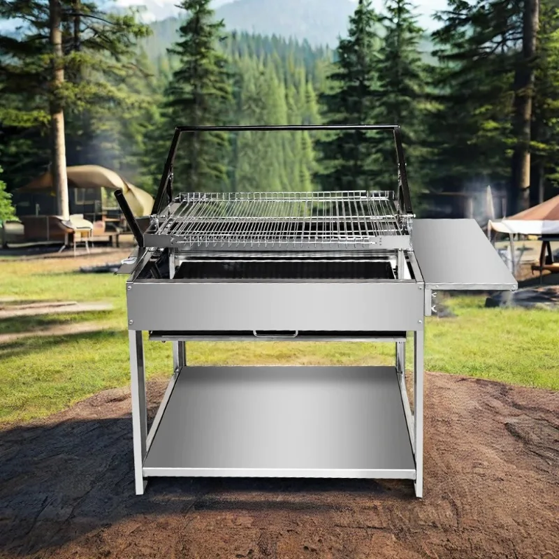 360° Rotating Portable Folding BBQ Charcoal Grill Adjustable Flip Grill For Outdoor Camping Garden