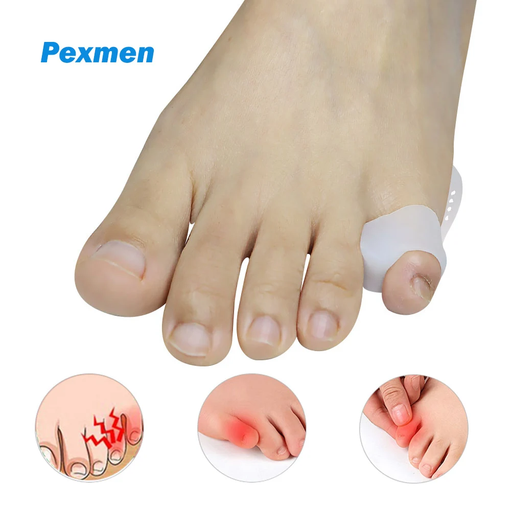 Pexmen 2/4Pcs Tailor's Bunion Pads Soft Gel Bunionette Cushions for Little Toe Pain Relief Pinky Toe Protector for Men and Women