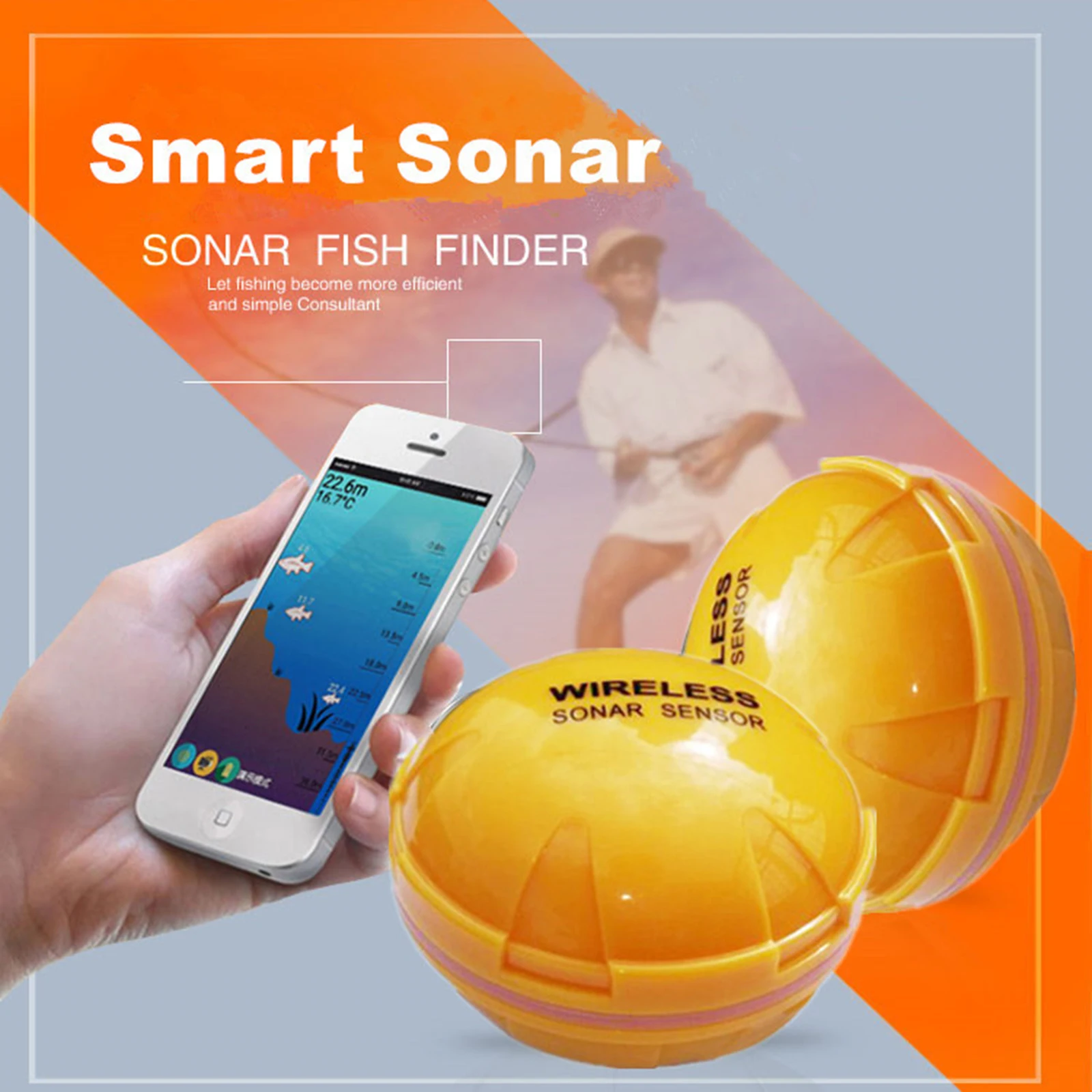 

Wireless Sonar Fish Finder Depth Sea Lake Fish Detector Mobile Phone iOS Android App Smart Sonar Sounder Portable Fishing Tool