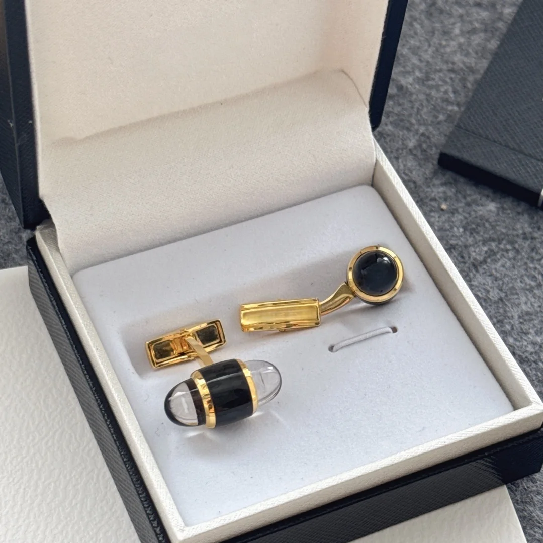 

Chic Gold Cufflinks Clear Elements Exquisite Design Premium Metal Craft Dress Shirt Cufflinks Niche Gift Clothing Decoration