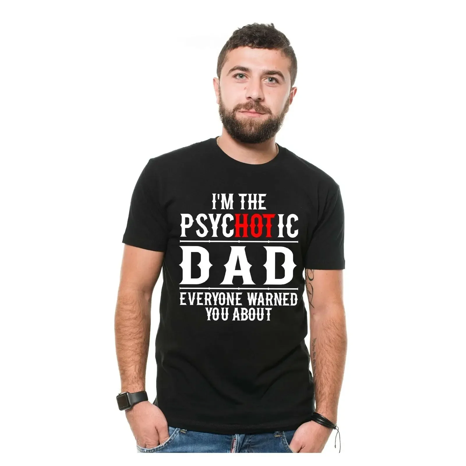 I'm The Psychotic Dad T-Shirt zum Vatertag, lustig für Sie und Ihn, Vintage-Stil, gewaschen, bequeme Designerkleidung, dehnbar
