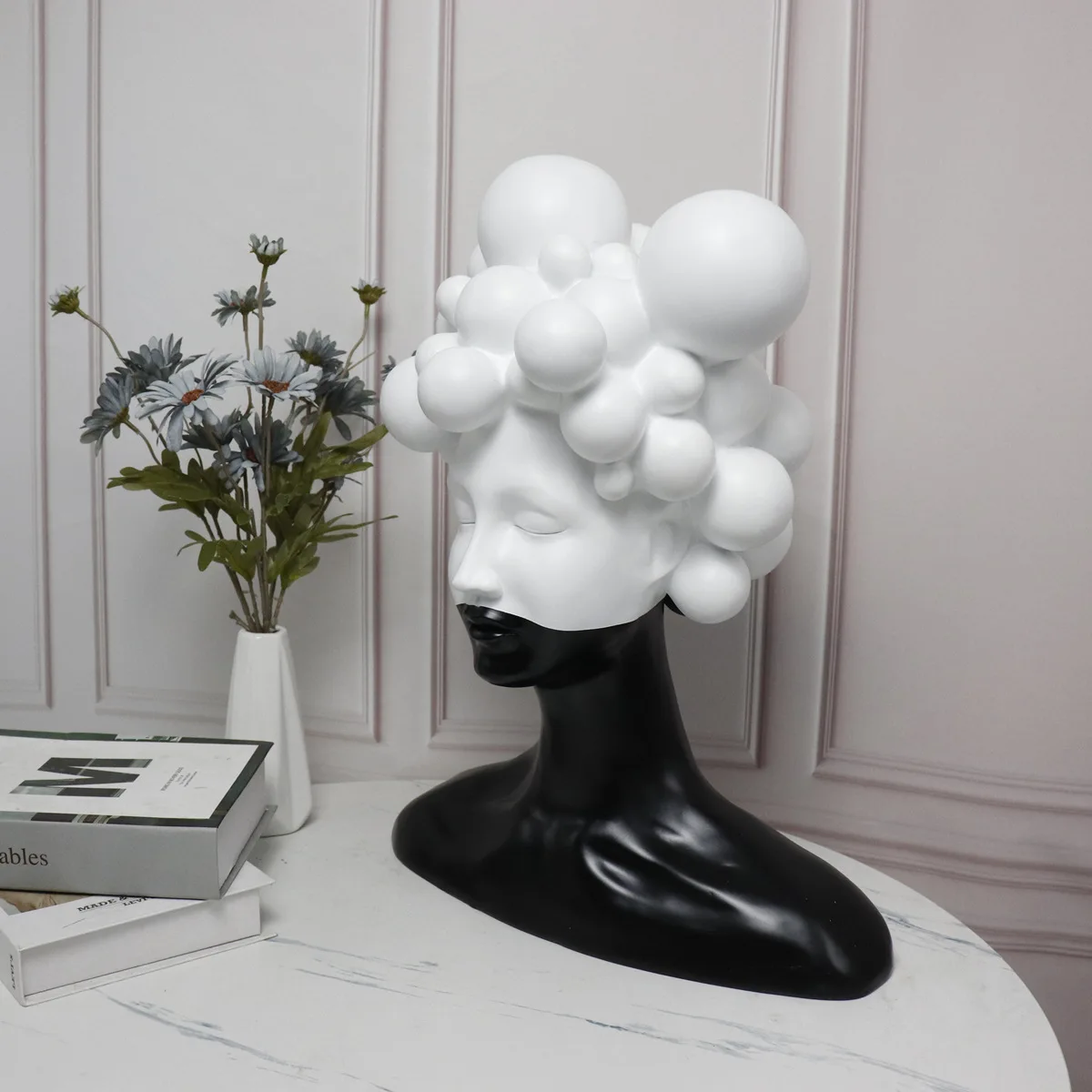 Modern Minimalist Bubble Head Goddess Sculpture for Home Decor Wine Cabinet Showcase