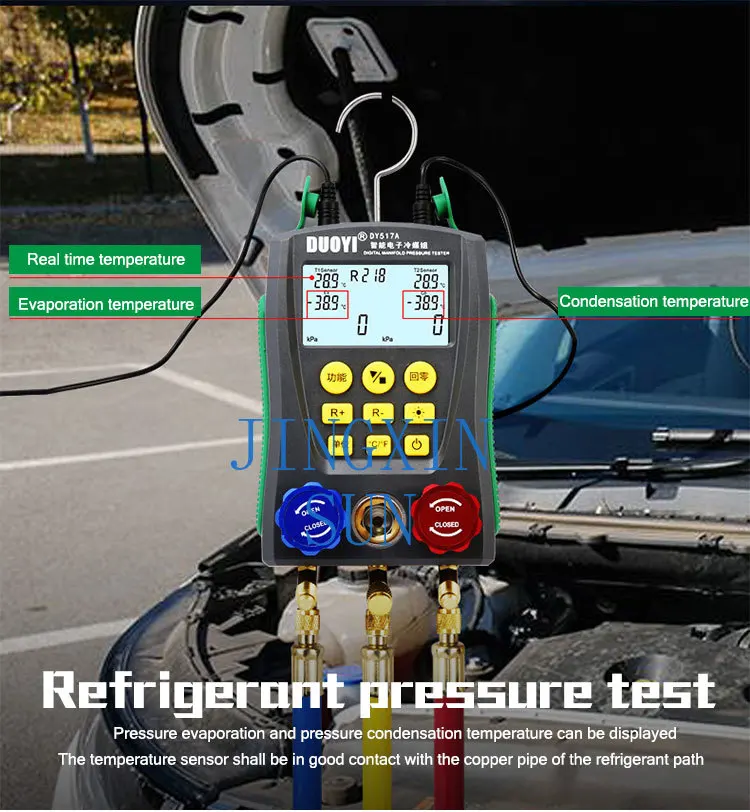 Tester Full Kit Refrigeration Vacuum Leakage Temperature Digital Manifold Pressure Gauge Meter