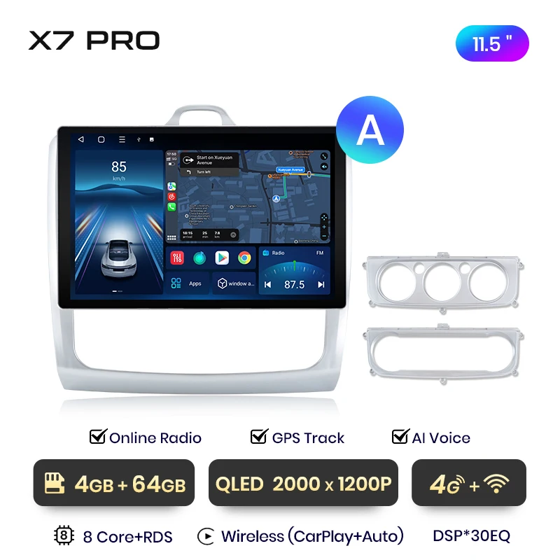 Junsun X7 PRO 11.5 "2K Draadloze CarPlay Android Auto Radio Voor ford focus 2 3 Mk2 Mk3 2004-2011 Multimedia autoradio