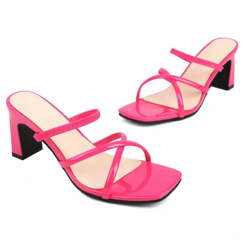 

Большой размер 45, 46, телесный белый цвет, летние женские тапочки с открытым носком, туфли-лодочки на толстом высоком каблуке, женские шлепанцы на каблуке без шнуровки