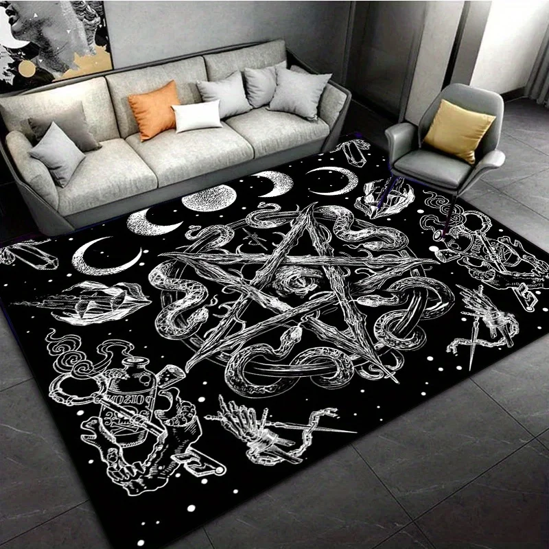 Witch Pentagram Snake Moon Phase Area Rug Non Slip Washable Mat For Living Room Bedroom Garden Home Decor